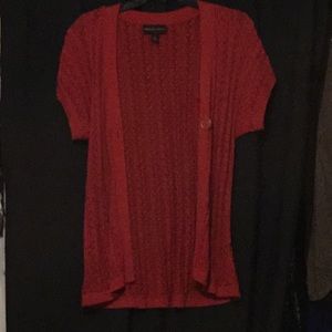 Dana Buchman red short sleeve cardigan